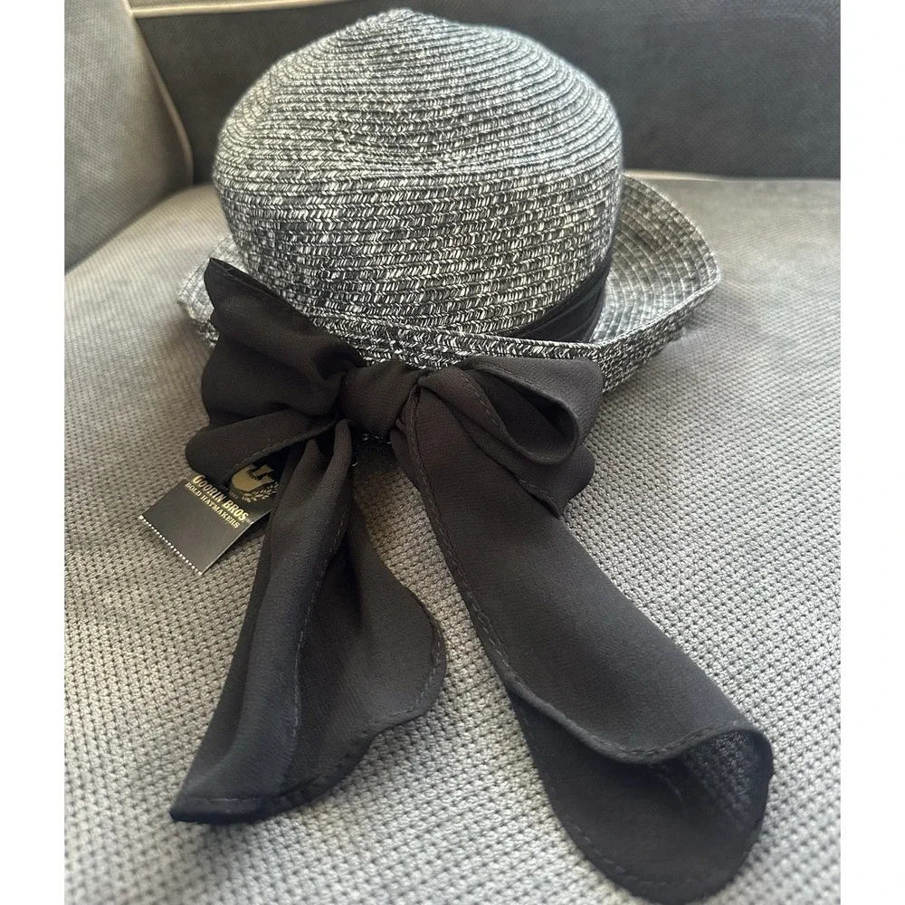 Goorin Bros Hat 100% Paper Woman's Large NWT‎ Black And White Bow